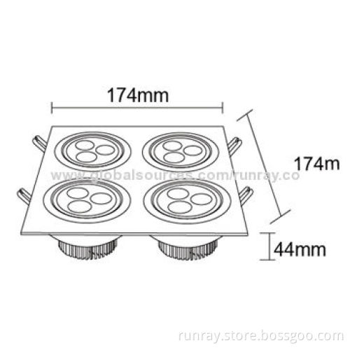 Square LED Ceiling Light with 12W Power, 85 to 265V AC, Aluminum Cover, Epistar LED